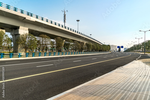 empty highway with cityscape and skyline of chongqing,China.