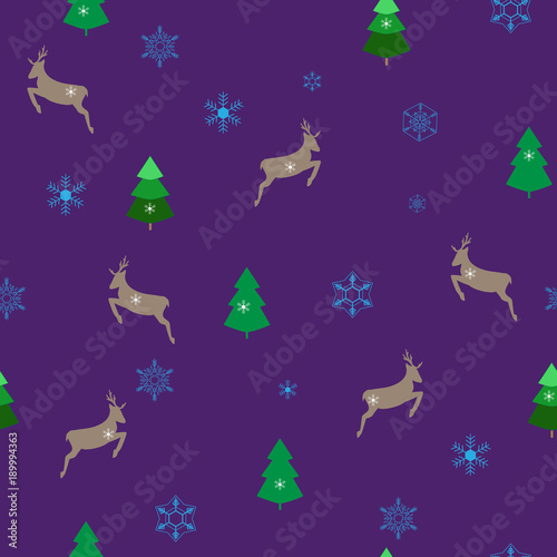 Christmas tree and deer seamless pattern © ya_nataliia