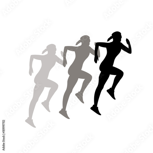  black Silhouette of running girl vector illustration