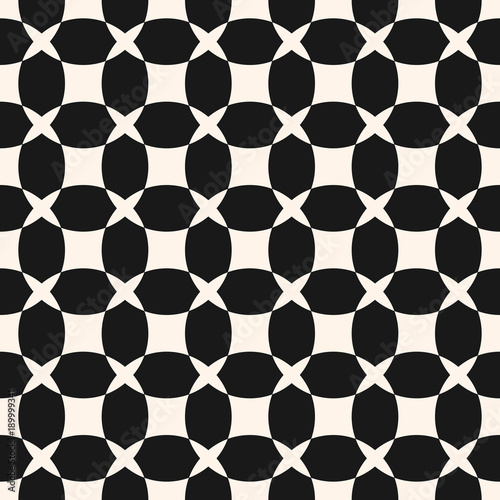 Vector black and white geometric seamless pattern with grid. Simple ornament