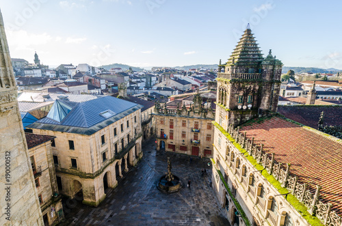 Santiago de Compostela skyline. City view from Cathedral roof photo