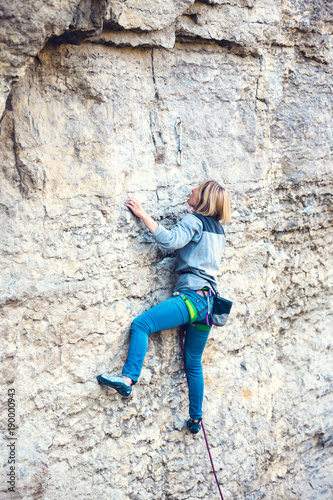 Rock climber on a rock.