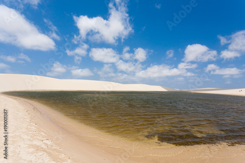 White sand dunes panorama from Lencois Maranhenses National Park, Brazil.