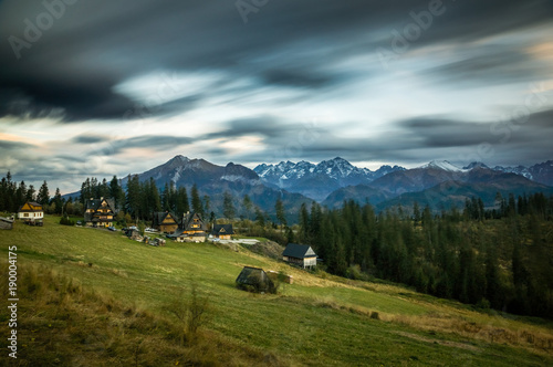 Fototapeta Naklejka Na Ścianę i Meble -  Panorama Tatra mountains from glade  Glodowka, Bukowina Tatrzanska, Poland