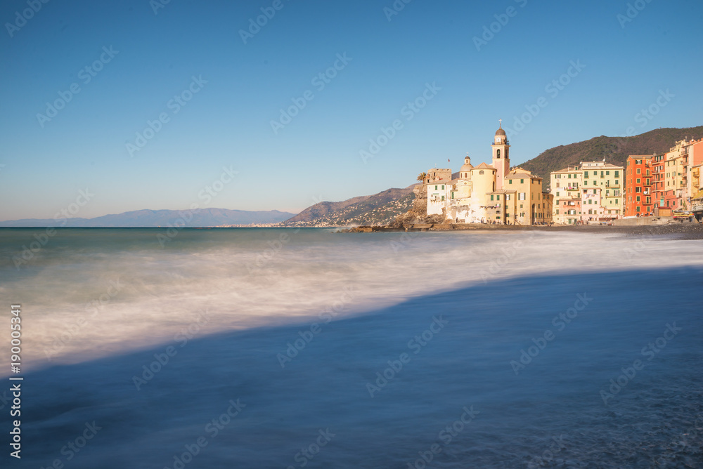 Camogli, very nice town in Genoa Province, winter morning view