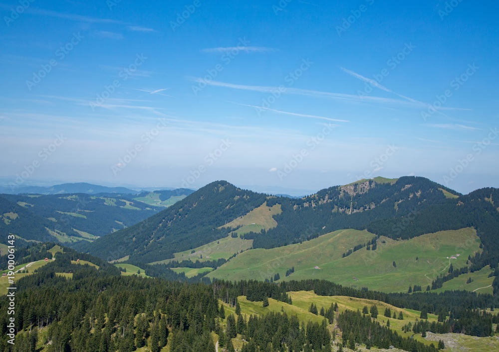 Naklejka premium Landscape of the Alpstein and the Saentis which are a subgroup of the Appenzell Alps in Switzerland