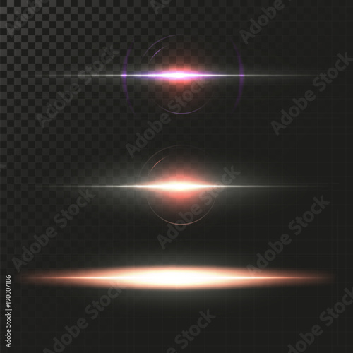 Abstract Lens Flares Set. Glowing stars. Explosion Lights on Transparent Background. Shining borders. Vector EPS 10 Illustration.