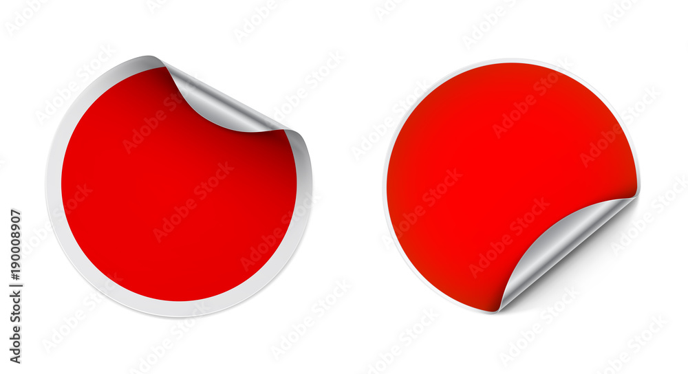 Set of realistic curled self-adhesive stickers with different angles isolated on white background. Vector illustration ready for your design. Set of realistic curled self-adhesive stickers with different angles isolated on white background. Vector illustration ready for your design.