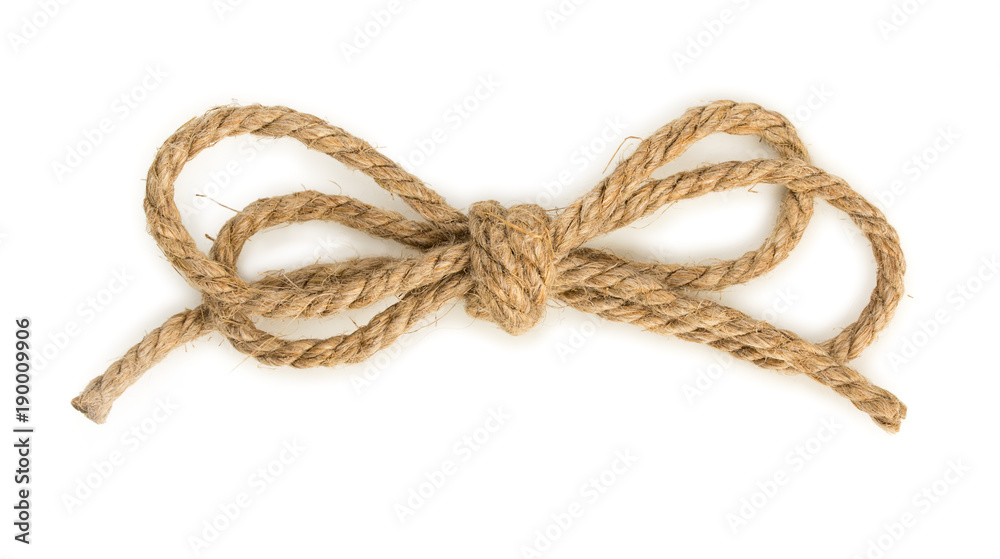 Burlap Rope Bow Isolated On White Background Stock Photo - Download Image  Now - String, Jute, Ribbon - Sewing Item - iStock, Burlap String
