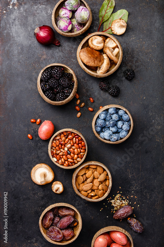 Assortment raw organic of purple ingredients