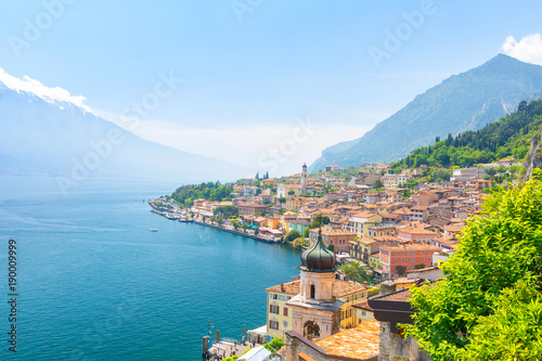 Obraz na płótnie amazing view on Limone Sul Garda town on Lake Garda
