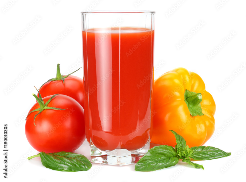 tomato juice isolated on white background. juice in glass tomato juice isolated on white background. juice in glass