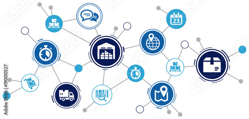 Aspects of modern company logistics processes - vector illustration