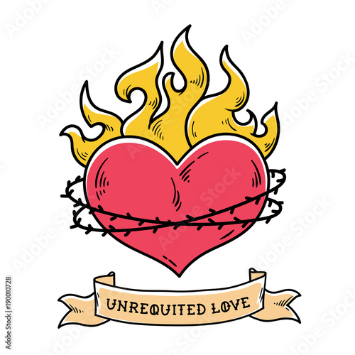 Tattoo. Heart in a crown of thorns.Unrequited love