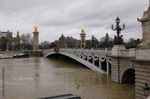 Crue de la Seine sous le Pont Alexandre III à Paris