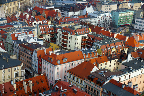 Panorama of Wroclaw, view of the center, new and old buildings