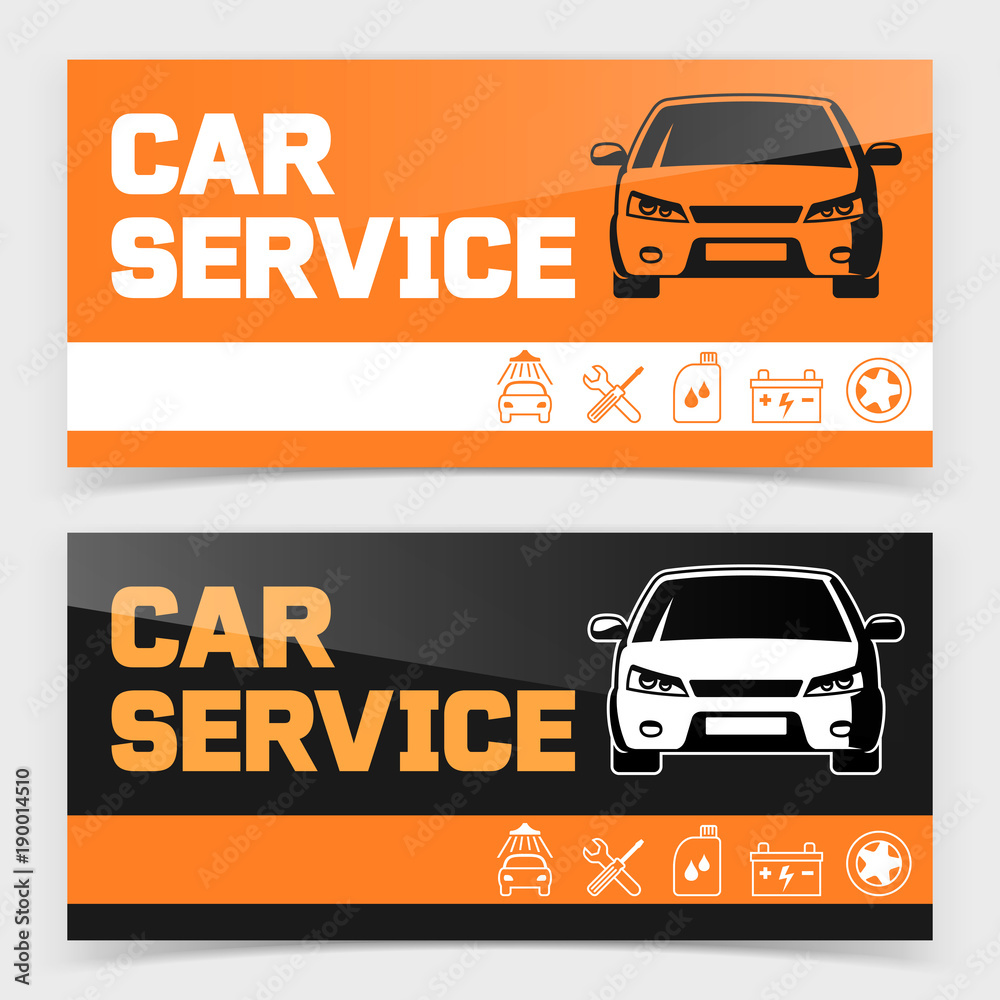 Banner or flyer design with car service icons Stock Vector | Adobe Stock