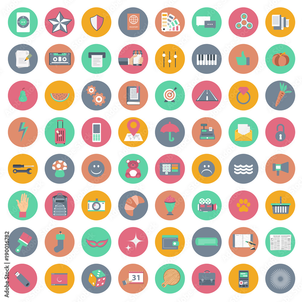 Universal icon set for websites and mobile applications. Flat vector illustration Universal icon set for websites and mobile applications. Flat vector illustration