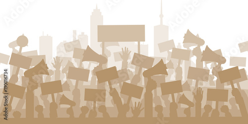 Protests and demonstrations concepts. Flat vector illustration