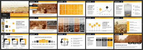Stampa su tela Orange presentation templates elements on a white background