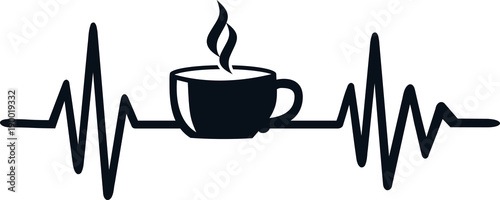 Coffee heartbeat line with coffee cup
