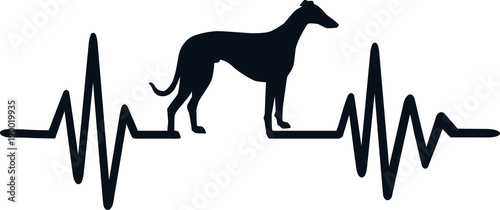 Photo Dog heartbeat line with greyhound