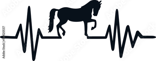 Horse heartbeat line with trotting horse