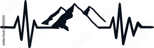 Mountain heartbeat line white black
