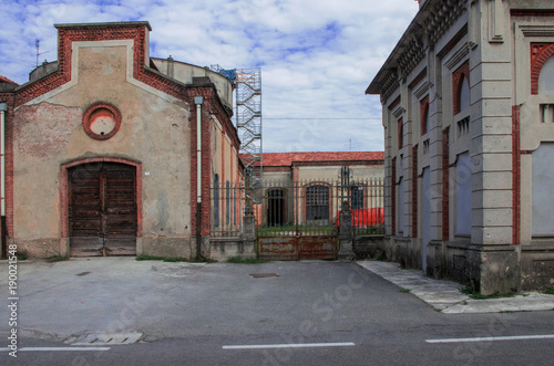 old industrial warehouses in the worker's village of Crespi d'Adda, a World Heritage site