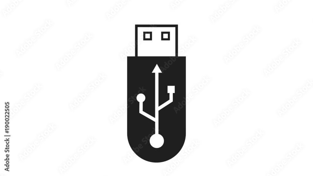 USB icon in and out animation on a flash drive used for storage and infomation transfere USB icon in and out animation on a flash drive used for storage and infomation transfere