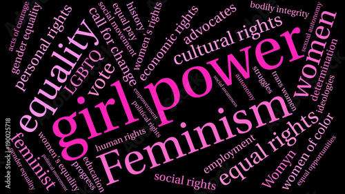 Girl Power word cloud on a black background. 