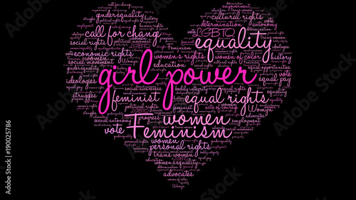 Girl Power word cloud on a black background. 