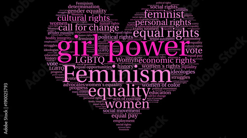 Girl Power word cloud on a black background. 