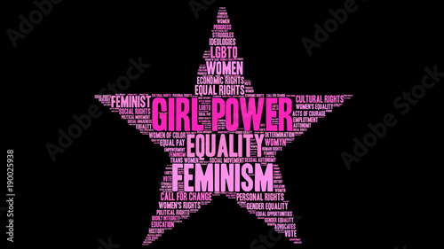 Girl Power word cloud on a black background. 