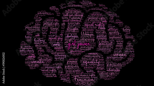 Girl Power word cloud on a black background. 