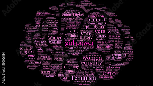 Girl Power word cloud on a black background. 