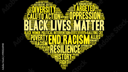 Black Lives Matter Word Cloud on a black background. 