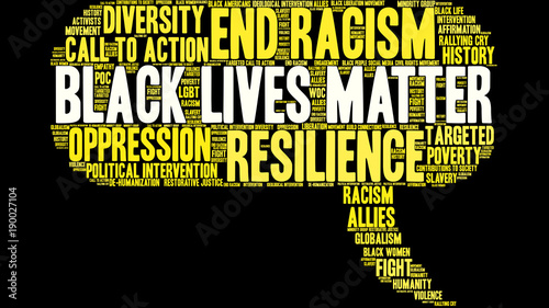 Black Lives Matter Word Cloud on a black background. 