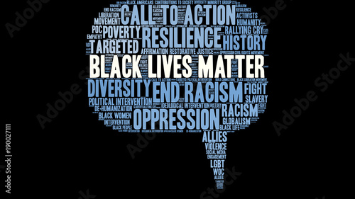 Black Lives Matter Word Cloud on a black background. 