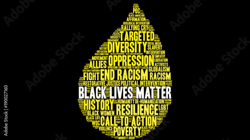 Black Lives Matter Word Cloud on a black background. 