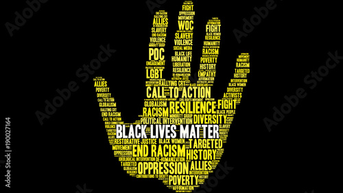 Black Lives Matter Word Cloud on a black background. 