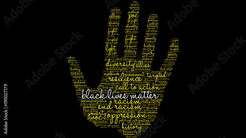 Black Lives Matter Word Cloud on a black background. 