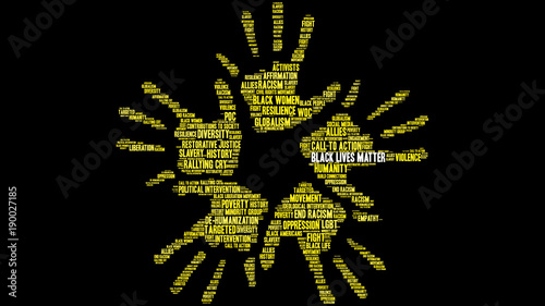 Black Lives Matter Word Cloud on a black background. 