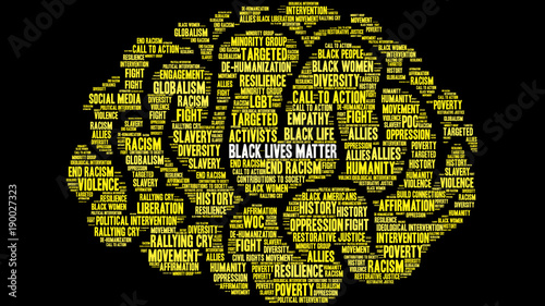 Black Lives Matter Word Cloud on a black background. 