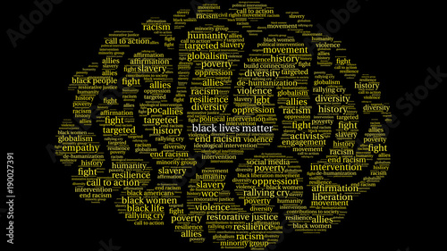 Black Lives Matter Word Cloud on a black background. 