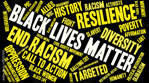 Black Lives Matter Word Cloud on a black background. 