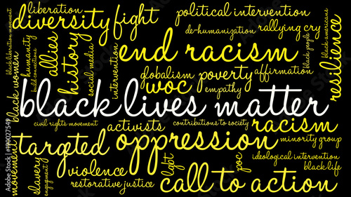 Black Lives Matter Word Cloud on a black background. 