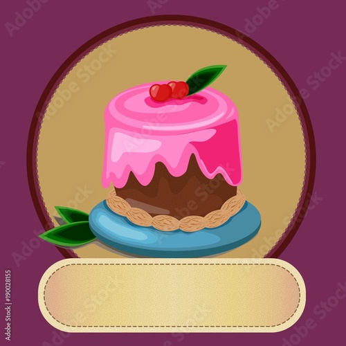 Pastry desserts or bakery shop vector emblem