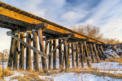 Obraz na plátne abandoned railroad timber trestle