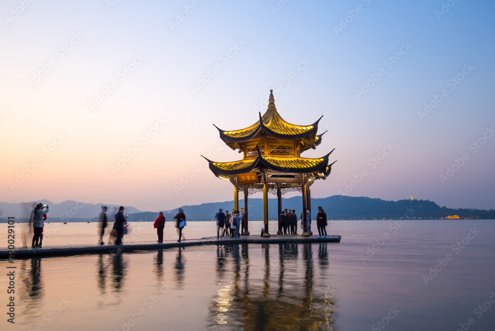 old style architecture on lake